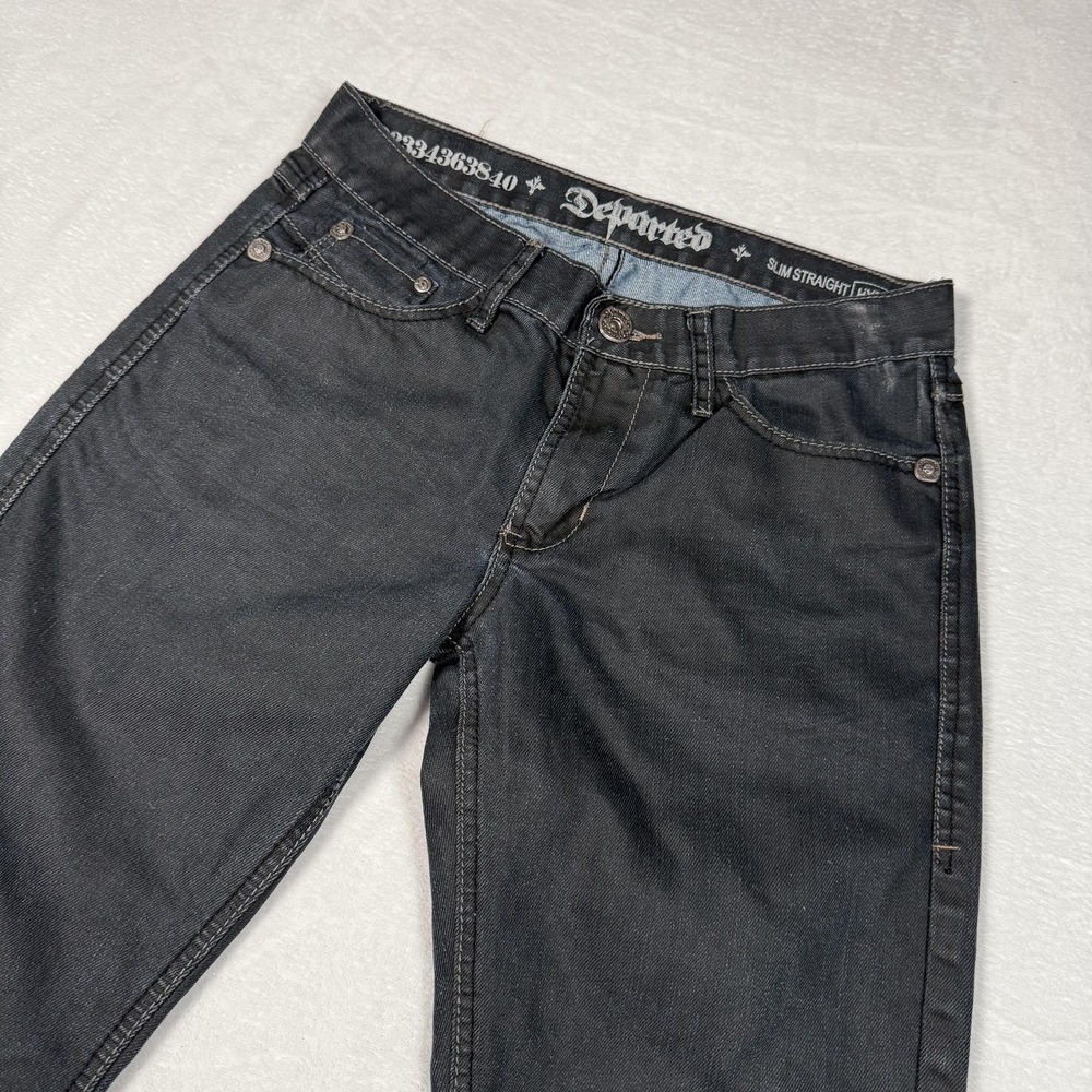 Departed Hyde Park Jeans Mens 31x30 Black Slim Straight Denim Zip Pockets Casual